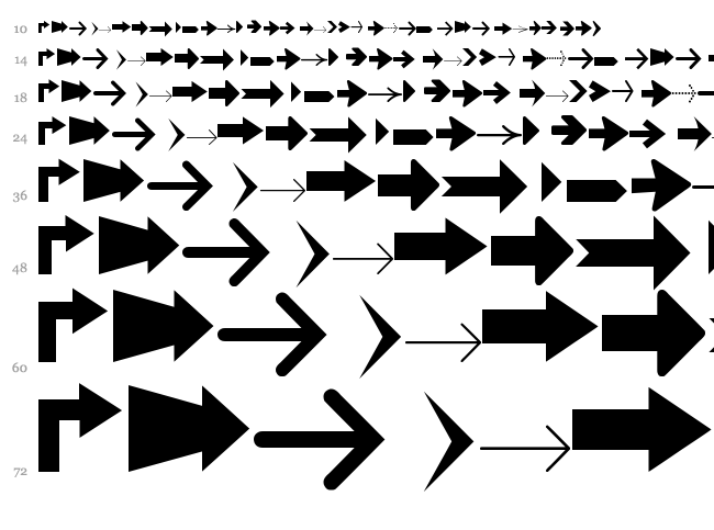 Arrows TFB font waterfall